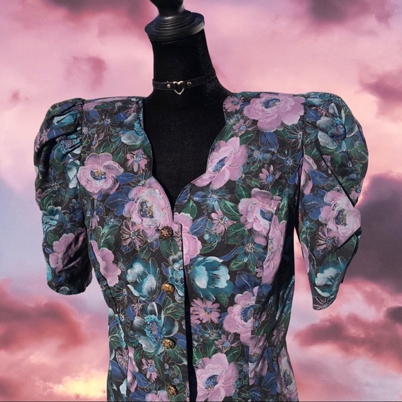 90s floral button up dress - Picture 2 of 4